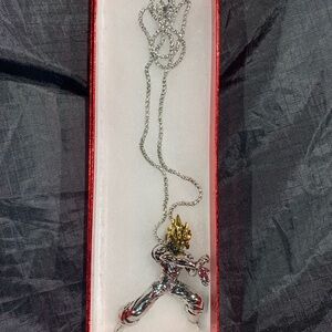 Silver and Gold Dragon Ball  Pendant Necklace